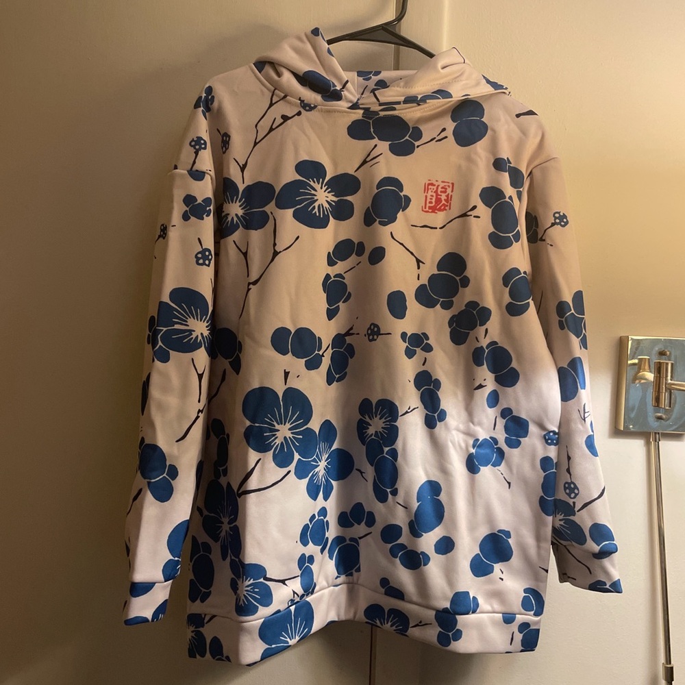 Blue floral hoodie
